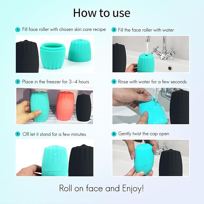 2Pack Facial Roller, Recula Silicone Facial Roller for Face to Tighten and Lift skin, Face & Eye Puffiness Relief, Reusable Facial Ice Mold for Neck to Enhance Natural Glow, Skin Care for Women Beauty