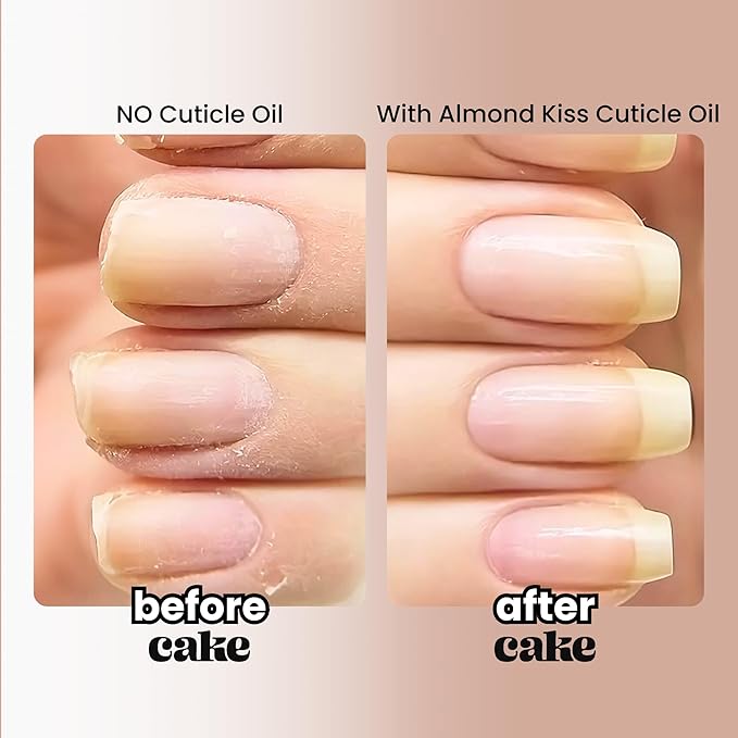 CAKE Almond Kiss Cuticle Oil - Fortified Cuticle & Nail Treatment with Biotin, Keratin, Vitamin E, and Aromatic Almond for Full Salon Spa Experience, .05 fl oz., CAKE Nail Treatment & Color