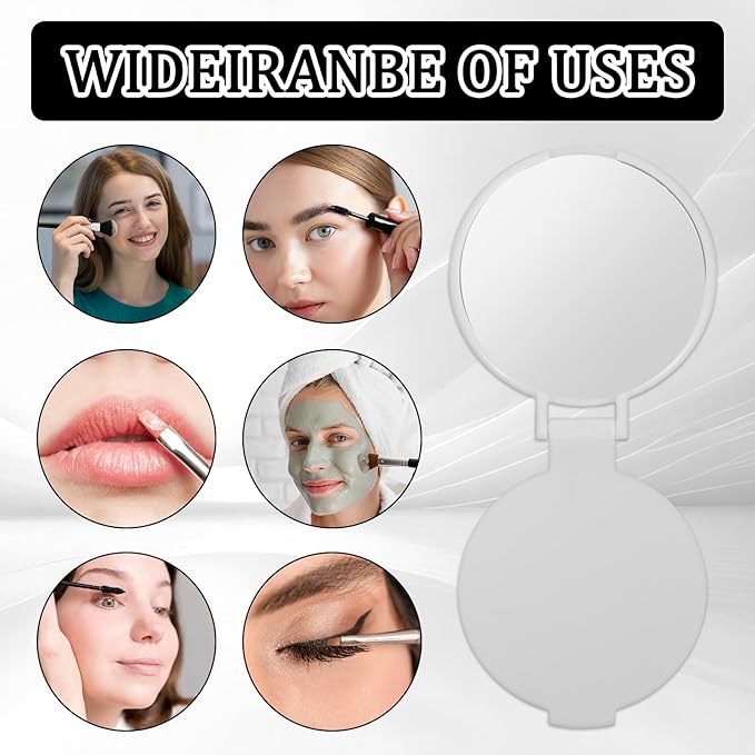 50 Pcs Round Compact Folding Portable Pocket Mirror for Purse Mini Folding Makeup Mirrors Vintage Travel Makeup Mirror for Women Daily Use (White)