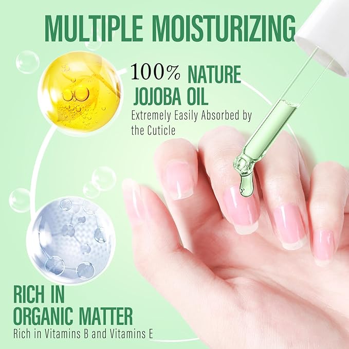 CHUCHU Organic Cuticle Oil for Nails: Kiwi Jojoba Nail Oil with Vitamin B & E - Moisturizes Repairs and Promotes Nail Growth - Prevents Dryness Hangnails and Chapped Skin 15ML