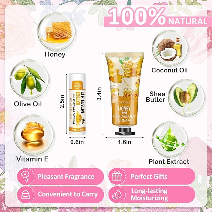 8 Pack / 4 Sets Lip Balm and Hand Cream Gifts for Women, Bridal Shower Gifts, Bridal Wedding Favors for Guests, Baby Shower Gifts for Guests, Thank You Gifts, Party Favors, Birthday Gifts