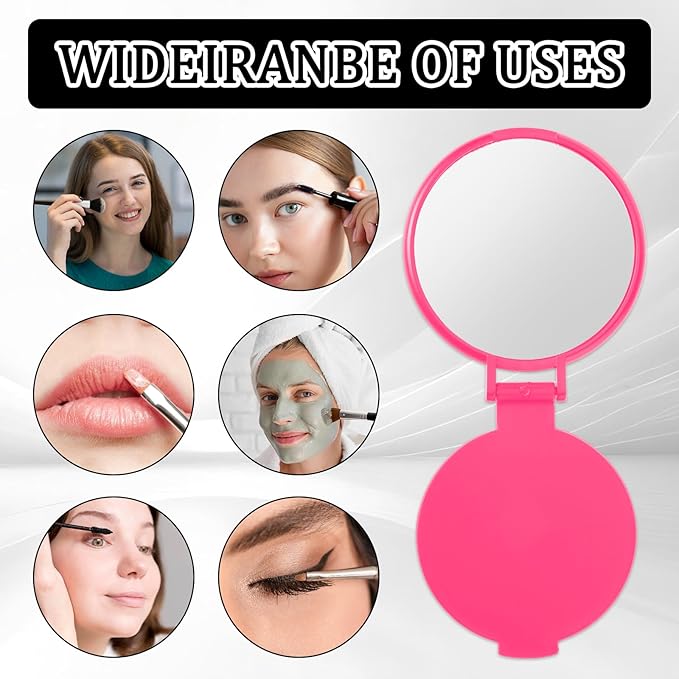 50 Pcs Round Compact Mirrors for Purse Mini Folding Mirrors Portable Pocket Mirror Travel Makeup Small Mirror for Women Daily Use (Rose Red)