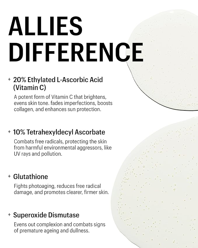 Allies of Skin 35% Vitamin C Extra Strength Serum | Waterless Professional Grade Face Serum with Niacinamide | Highly Concentrated Formula to Plump & Firm Skin | Hydrating Anti-Aging Skincare | 1 oz