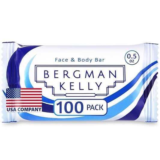 BERGMAN KELLY - Hotel Soap Bars - White Tea, 0.5 oz, 100 PK - Travel Size Luxury Bulk Amenities Bar Soap - Mini Individually Wrapped Rectangular Soap, Small Toiletries for Airbnb, Motel, Guest Bath