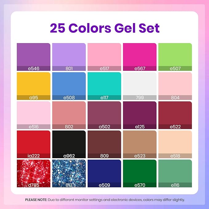 Beetles Gel Nail Polish Set, 25 Colors Color Dairy Polish Kit, Nude Black Brown Red Color Gel Nails with Base Coat Glossy & Matte Top Coat Colorful Bottles DIY Salon Nail Manicure Kit Gifts for Women