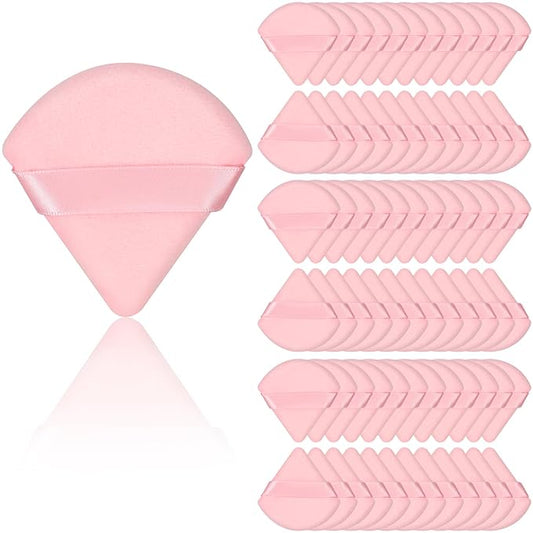 Colovis 72 PCS Powder Puff, Face Soft Makeup Sponge, Velour Triangle Powder Puff for Foundation, Makeup Puff Setting Makeup for Loose Powder, Beauty Tools(Pink)