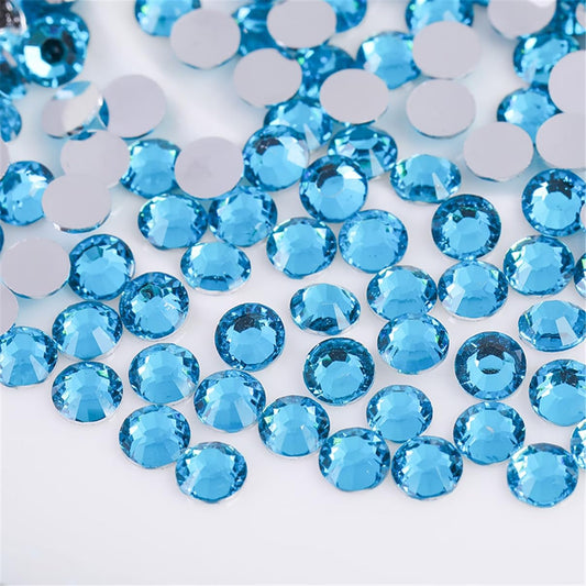 500 Pieces SS30 6mm Flatback Rhinestones Clear Glass Round Gems Crystals for Nail Art DIY Crafts Clothes Shoes Bags （Aqua Blue）