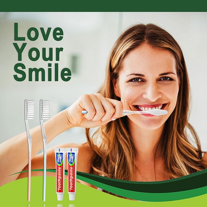 30 pcs Disposable Toothbrushes with Toothpaste Individually Wrapped 2 Colors Bulk Toothbrush and Toothpaste 10g for Homeless,Shelter,AirBnb,Hotel