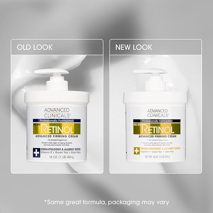Advanced Clinicals Retinol Body Lotion & Face Moisturizer | Visible Anti Aging Skin Care Retinol Body Cream For Women & Men Targets Look Of Fine Lines, Wrinkles & Crepe Looking Dry Skin, 16OZ, 2-Pack