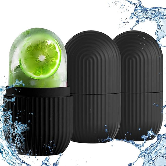 3pcs Ice Cube Roller for Face,Eye,Silicone,Reusable Facial Massager Ice Mold,Brighten Skin Enhancing Natural Glow,De-Puff Eye Bags,Reduce Migraine Pain (Black)