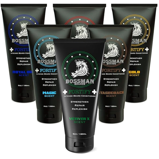 Bossman Beard Conditioner Variety Pack - Softener and Moisturizer Beard Grooming Care Kit for Men - Beard Cream and Lotion - Made in USA - 6 Scents