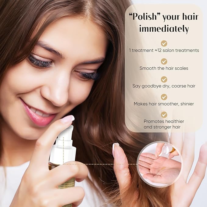 Argan, Coconut, and Olive Oil Nourishing Hair Treatment with Vitamin E for Frizz Control, Add Shine,Nourishing Hair Oil for Split Ends Hair Treatment, 4 Pack