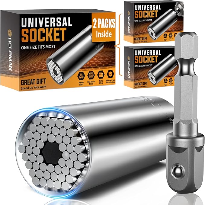 2-Pack Universal Socket Tool Set with Power Drill Adapter - Christmas Gift for Men
