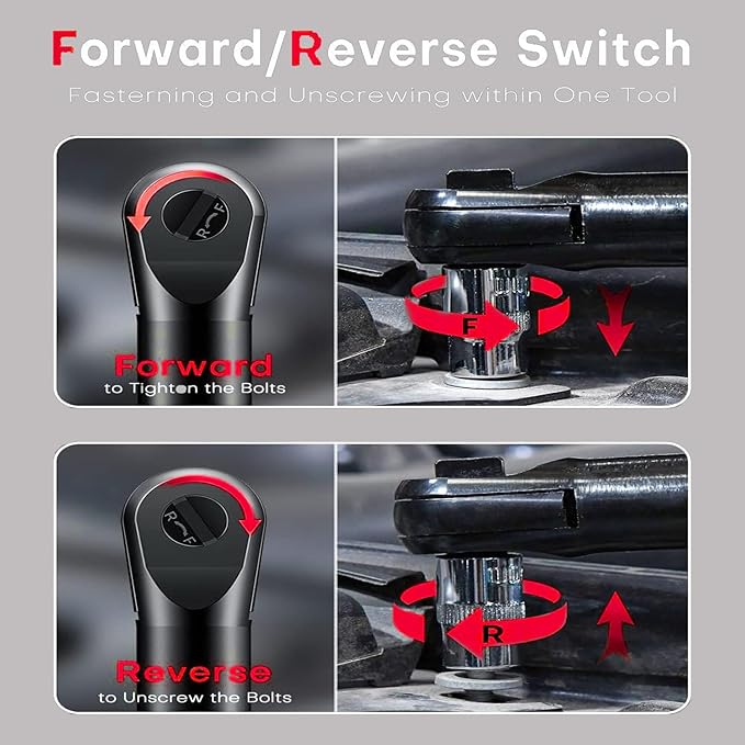 3/8" Cordless Electric Ratchet Wrench Set, 12V Power Ratchet Tool Kit With 2 Packs 2000mAh Battery And Charger, 45 FT-LBS Battery Powered Wrench with Infinitely Variable Speeds