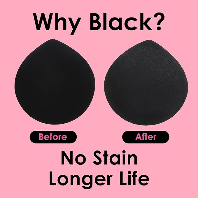 4Pack Makeup Sponge Latex-Free Soft Blender Sponge Perfect for Foundation Concealer Cream Powder, Beauty Sponge Set for Long-lasting and Natural Makeup, 2X-Large Black and 2 Medium Pink
