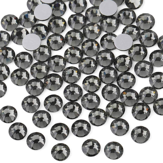 beadsland Flat Back Crystal Rhinestones Round Gems for Nail Art and Craft Glue Fix,Black Diamond (1.9-2.0mm) SS6/1440pcs