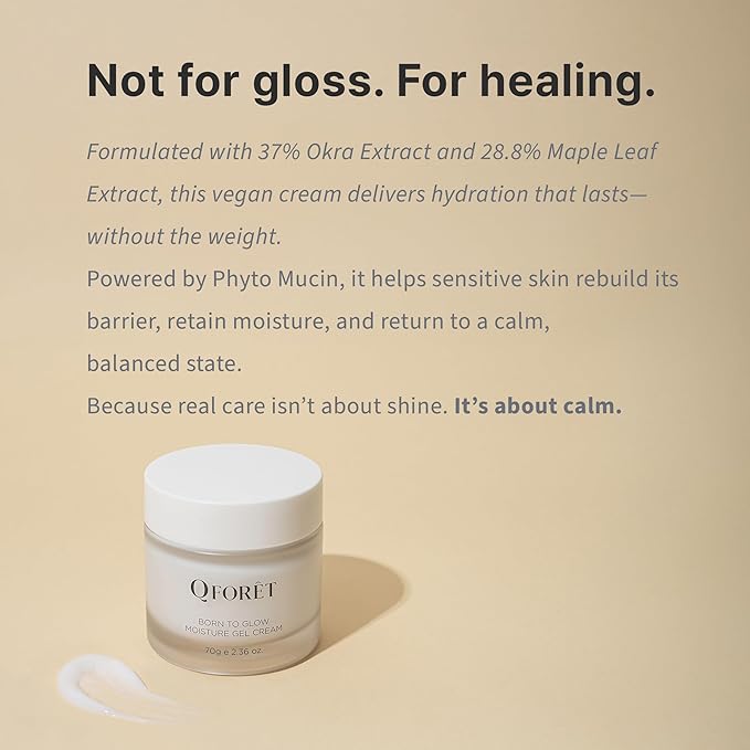 Born to Glow Gel Cream | Vegan Peptide Moisturizer with Plant Mucin (Snail Mucin Alternative) | K-Beauty for Glass Skin, Barrier Repair with Ceramide for Sensitive Skin, 2.36oz