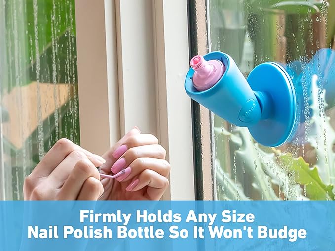 tweexy Hinge Untippable Nail Polish Bottle Holder | Anti-Spill Nail Polish Holder Stand, Tilted, IntelliStick Airlock Suction | Fingernail Painting, Nail Art Tools | Nail Polish Accessories (Beach Glass)