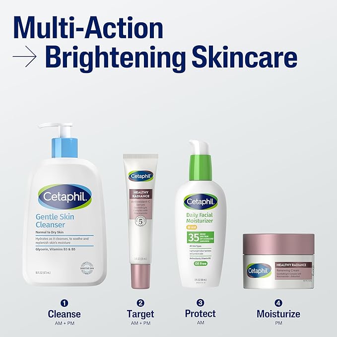 Cetaphil Face Cream, Healthy Radiance Renewing Cream, Visibly Reduces Look of Dark Spots, Brightening Lotion, Designed for Sensitive Skin, Hypoallergenic, Fragrance Free, 1.7oz