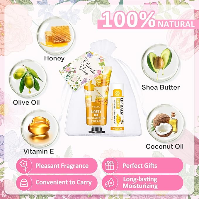 40 Sets Hand Cream Bulk and Lip Balm Bulk Gift Set, Bridal Shower Party Favors and Wedding Favors for Guests with Thank You Card Organza Bags, Baby Shower Favors, Thank You Gifts for Women