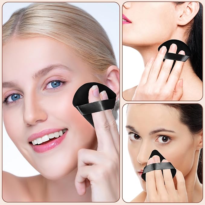 Colovis 72 PCS Powder Puff, Face Soft Makeup Sponge, Velour Triangle Powder Puff for Foundation, Makeup Puff Setting Makeup for Loose Powder, Beauty Tools(Black)