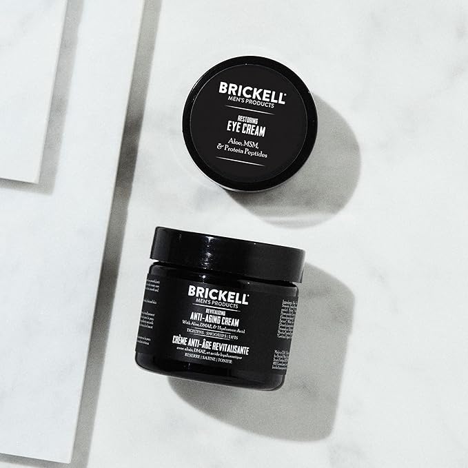 Brickell Men's Ultimate Anti-Aging Routine, Anti-Wrinkle, Night Face Cream and Eye Cream to Reduce Puffiness, Wrinkles, Dark Circles, Under Eye Bags, Natural and Organic, Unscented