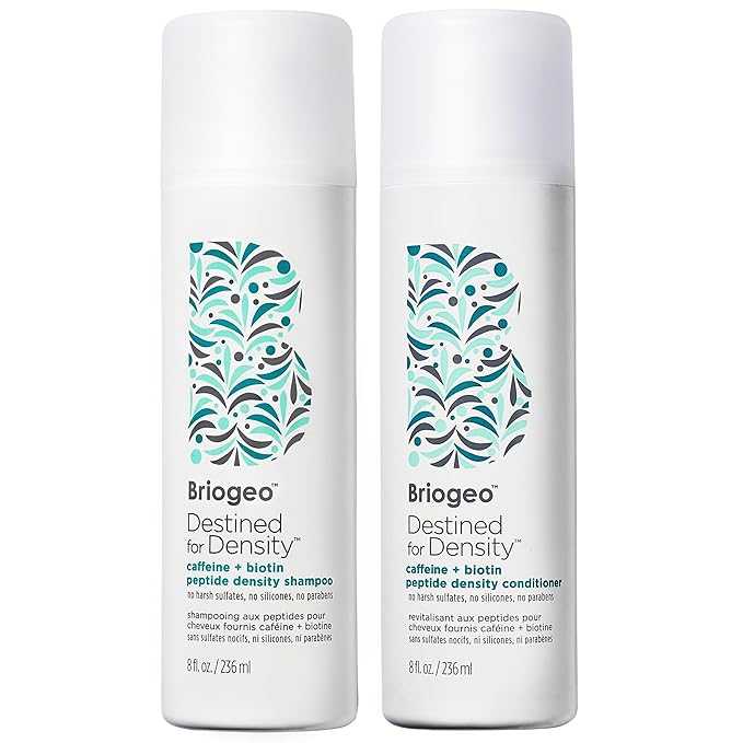 Briogeo Destined For Density Caffeine + Biotin Peptide Density Shampoo and Conditioner Set, Increases Hair Thickness and Volume for Fine or Thinning Hair, Vegan, Cruelty-Free, 2 x 8 fl oz