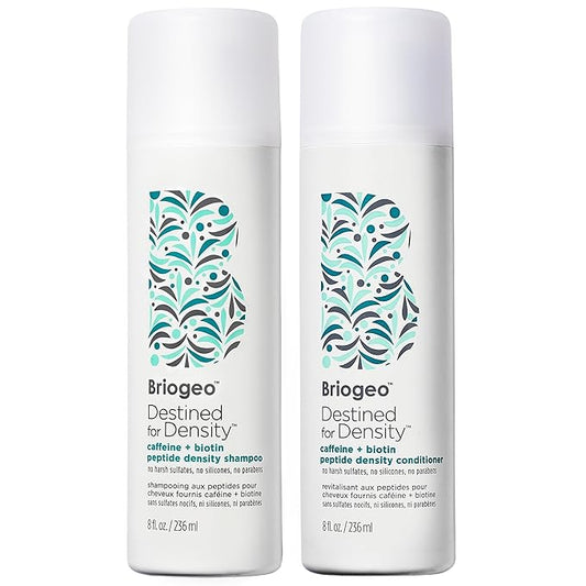 Briogeo Destined For Density Caffeine + Biotin Peptide Density Shampoo and Conditioner Set, Increases Hair Thickness and Volume for Fine or Thinning Hair, Vegan, Cruelty-Free, 2 x 8 fl oz