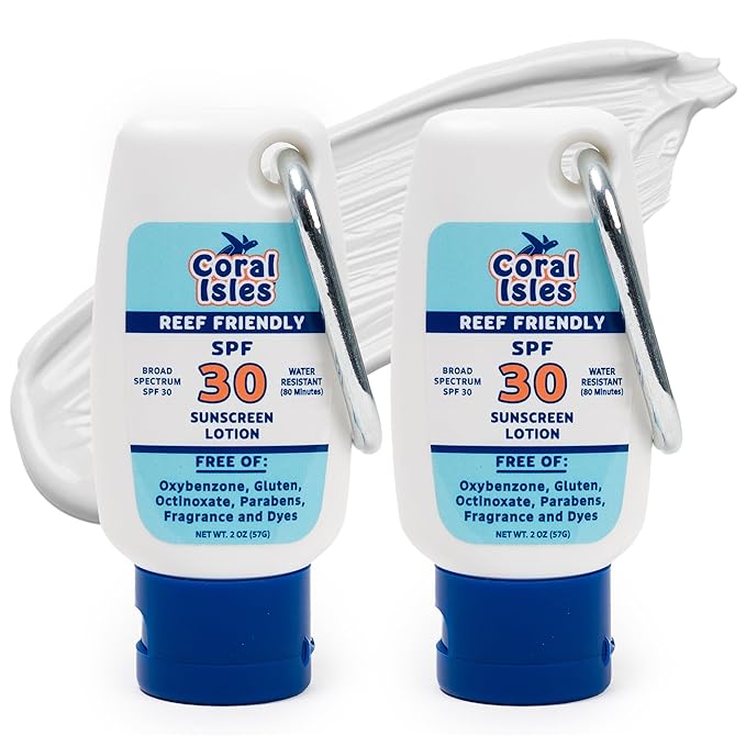 Sunscreen SPF 30 | Hawaii Compliant as Reef Safe | Octinoxate & Oxybenzone Free | Broad Spectrum UVA/UVB Protection | Water Resistant 80 Min. | Fragrance Free | 2 Fl Oz (Pack of 2))