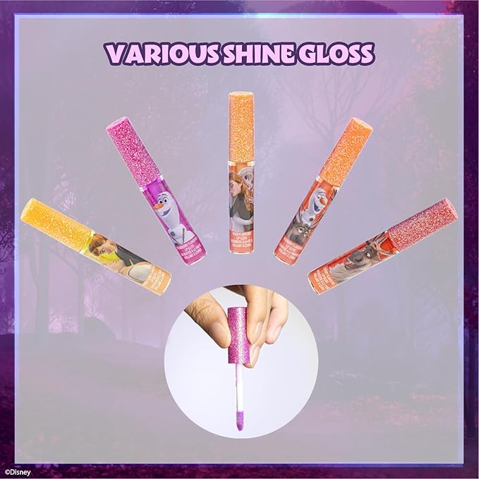 Disney Frozen 12 Piece Plant Based Lip Gloss, Girls Party Favors, First Makeup Set for Girl, Perfect for Parties, Sleepovers, and Birthday Gifts, Elsa and Anna, Ages 3+, by Townley Girl