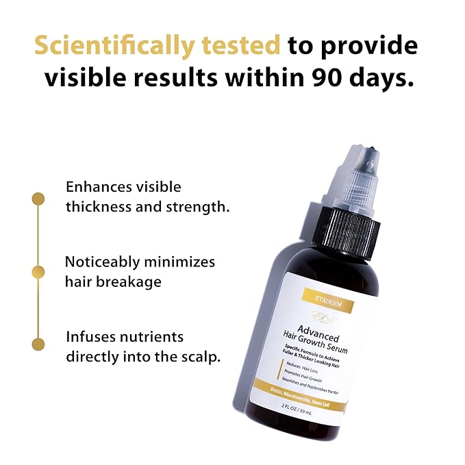 Advanced Hair Growth Serum - Hair Growth Oil with Aloe Vera Biotin, Caffeine & Keratin - Hair Oils Stimulates Growth, Moisturizes & Conditions Scalp - Hair Serum for Thicker Fuller Hair 60ml