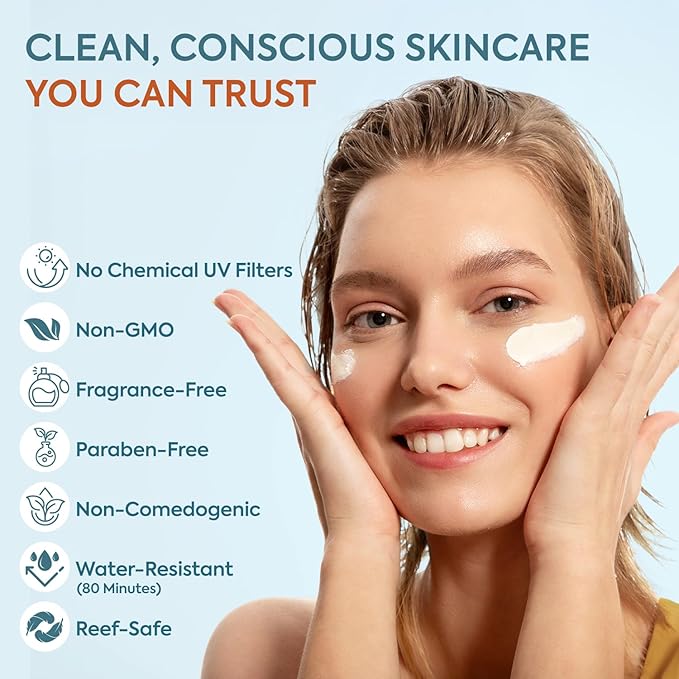 Beef Tallow Sunscreen with Zinc Oxide: Natural Non-Toxic SPF 50 Tallow Sunblock Cream for Face & Body - with 10 Food-Grade Botanical Extracts - Kids & Sensitive Skin Safe, Water-Resistant - 3.4 FL OZ