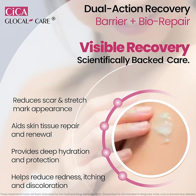 CICA Silicone Scar Cream – New & Old Scar, Stretch Marks & PIH Appearance Improvement - Medical-Grade Silicone with TECA, PASSIOLINE, Hyaluronic Acid & Panthenol - Supports Wound Healing - 50 ml