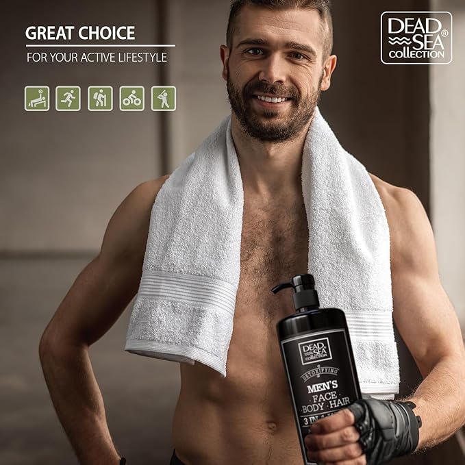 Dead Sea Collection Mens Body Wash 3 in 1 – Eucalyptus Body Wash for Men – Shower Gel – Shampoo – Shower Soap for Face and Hair (33.8 Fl. Oz)
