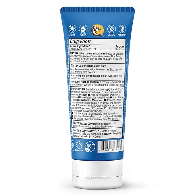 Badger Reef Safe Sunscreen, Unscented SPF 40 Sport Mineral Sunscreen, 98% Organic, Water Resistant Zinc, Approved for Hawaii & Mexico Reefs, 2.9 fl oz