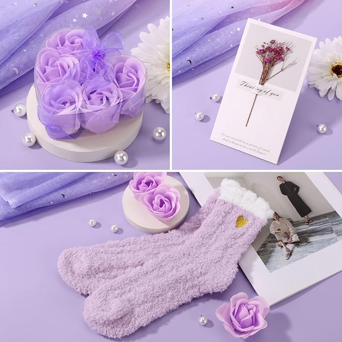 Birthday Gifts for Women Self Care Gift Set, Purple Relaxing Spa Gift Baskets Care Package Get Well Soon Gifts, Unique Christmas Gifts for Mom Her Sister Friend Wife Grandma Girlfriend
