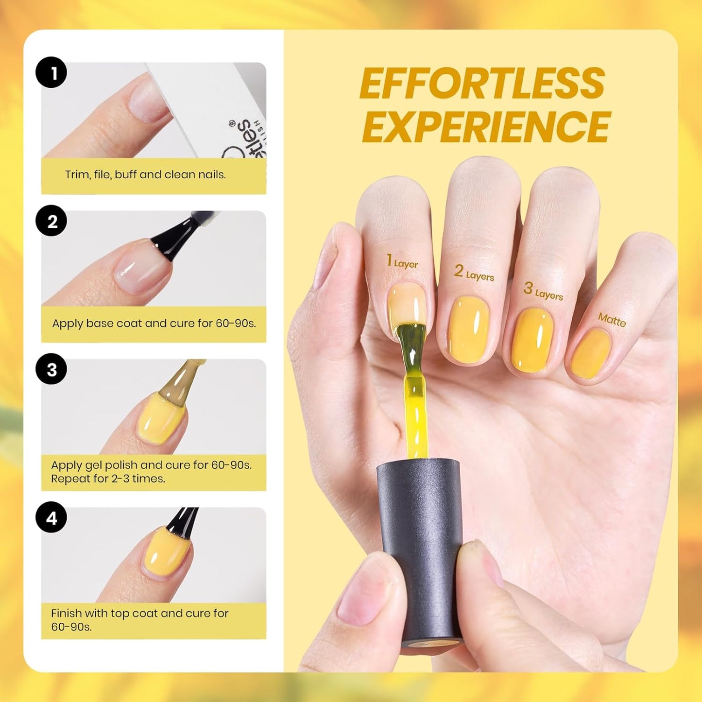 Beetles Yellow Gel Nail Polish, 15ML Clear Yellow Jelly Gel Polish Sheer Translucent Effect Neutral Nail Polish Soak Off UV Golden Sunshine Series French Nail Art Manicure Salon Gift for Women