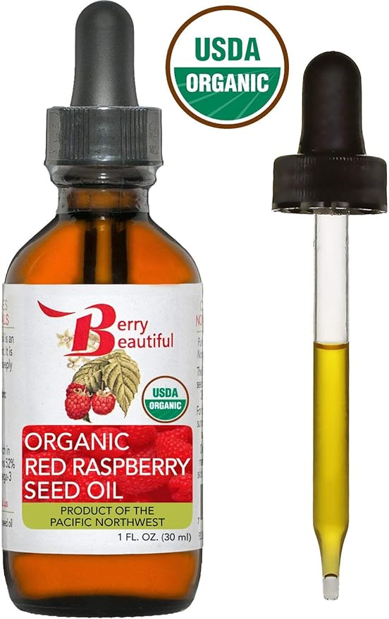 Certified Organic Red Raspberry Seed Oil - Cold-pressed from US grown raspberries (1 fl oz)