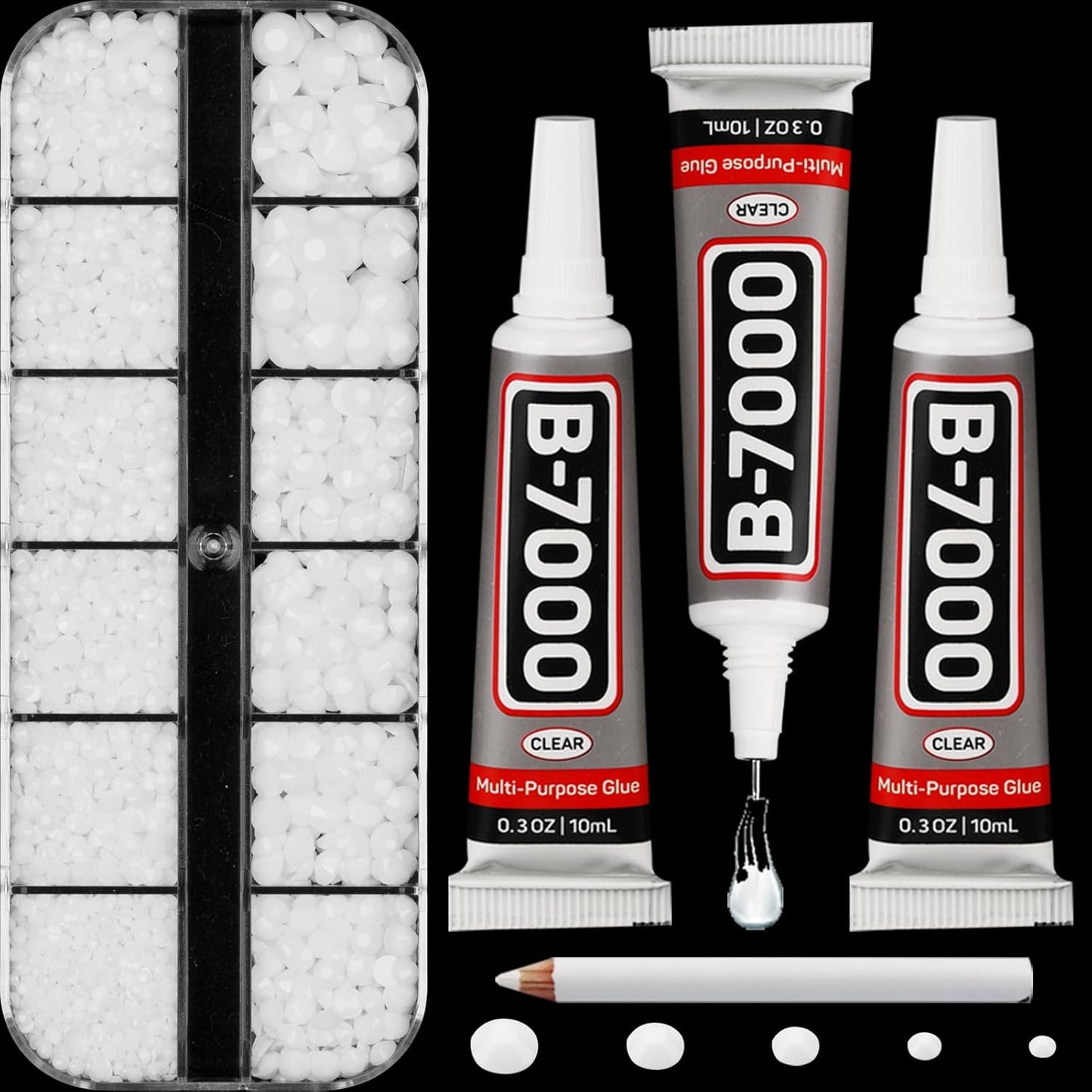 6000Pcs Solid White Rhinestones for Crafting Bedazzling with b7000 Glue, Bling Resin Flatback Crystals Diamonds for Crafts Clothing Tumblers Shoes Fabric Canvas, Flat Back Gems Mix 2-6mm