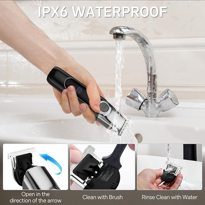 Beard Trimmer for Men, 5 in 1 Electric Razor for Men, Cordless Hair Clippers, Waterproof Grooming Kit for Shaving Face, Mustache, Body, Ear, Nose Hair Trimmer, Black