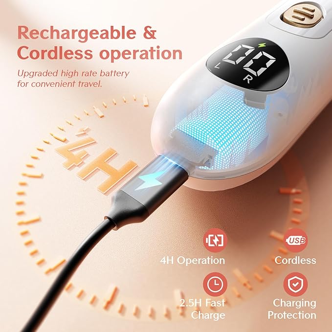 Cordless Nail Drill Electric Nail File: Professional Manicure Pedicure Kit for Acrylic Gel Nails Grind Trim Polish, 15-Speed Brushless Electric Foot Callus Remover ,Nail Tool for Women & Men.