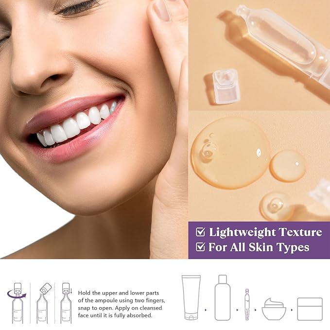 5% Tranexamic Acid Serum Ampoule for Face with Niacinamide,Kojic Acid & Alpha Arbutin,Skin Glowing Serum for Dark Spots,Even Out Skin Tone,30 Ampoules