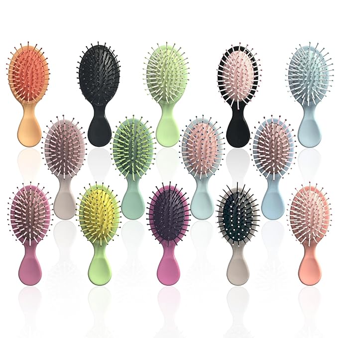 14 Pieces Mini Wet Hair Brush Bulk Small Pocket Hair Brush Set Travel Detangler Hair Brush Mini Soft Bristles Detangling Brush for Most Hair Type Wet Dry Hair, Multicolor
