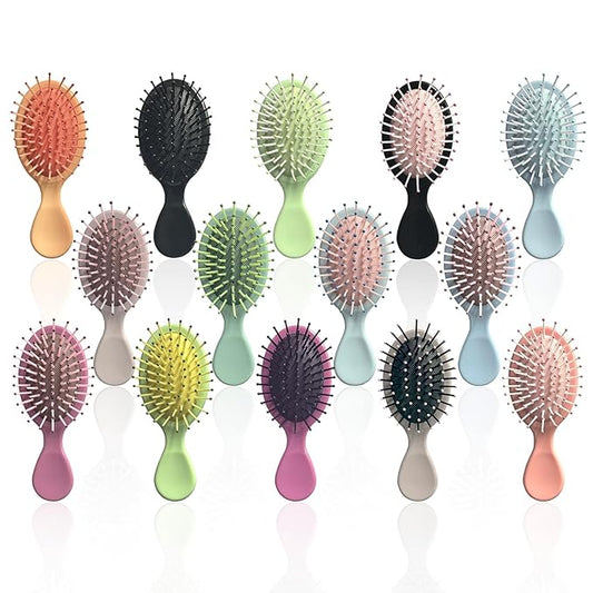 14 Pieces Mini Wet Hair Brush Bulk Small Pocket Hair Brush Set Travel Detangler Hair Brush Mini Soft Bristles Detangling Brush for Most Hair Type Wet Dry Hair, Multicolor