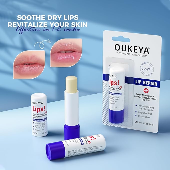 2PCS, Medicated Lip Balm Hydrating w/Petrolatum, Shea Butter, Beeswax, 100% Natural Ingredients, Organic Lip Butter Balm & Moisturizers Lip Repair For Dry Cracked Lips Overnight Lip Treatment