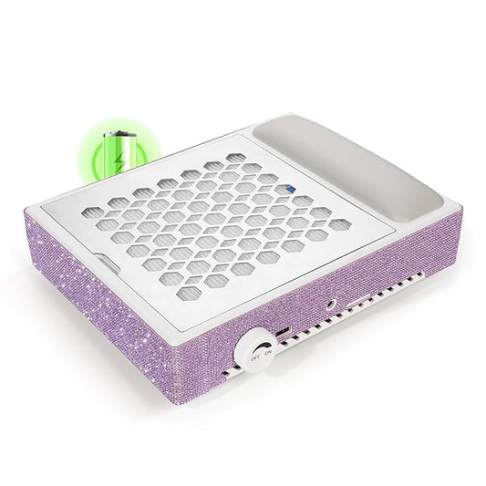 Cordless Nail Dust Collector,Brushless Turbo Fan Dust Collector Nail Tech 30pcs Cotton Filter,Rechargeable Dust Suction Machine for Acrylic Gel Polish Manicure at Salon&Home
