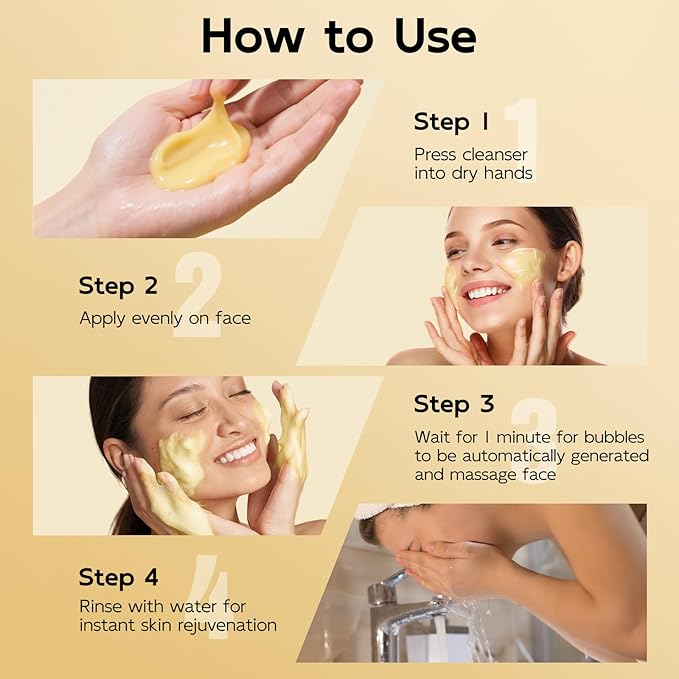 4 in 1 Bubble Turmeric Face Wash - Turmeric Kojic Acid Foaming Face Cleanser - Exfoliation Deep Cleansing of Facial Skin - Suitable for Sensitive & Acne Skin - 3.38 fl.oz