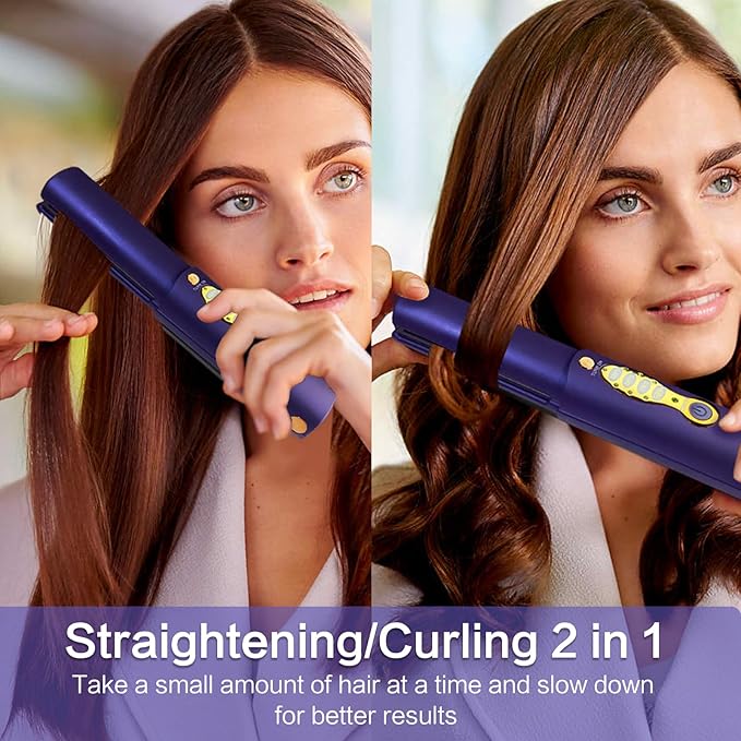 Cordless Hair Straighteners 5000 mAh Long Range Titanium Portable Flat Iron Wireless Mini Hair Straightener 2 in 1 for Straightening and Curling Travel Straightener max. 210℃/410℉ Heats Up in Seconds