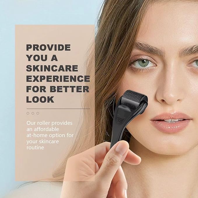 Derma Roller 540 Stainless Steel Black Microneedling Roller Facial Skin Care Home Use for Face Beauty Massage Tools