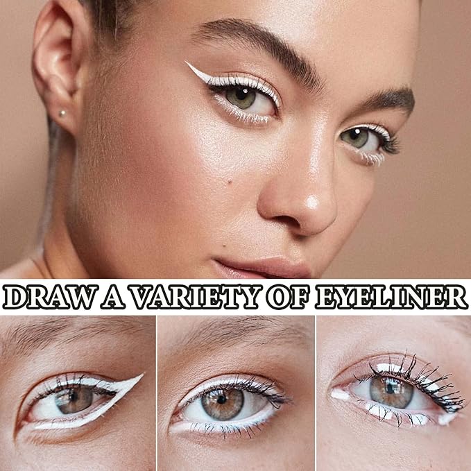 12 PCS White Eyeliner Pencils,Professional Long Lasting Waterproof Makeup Pencils,Highly Pigmented Inner Corner Eye Highlighter Eyeliner Pencil White Eye Liner Pen Sets for Women